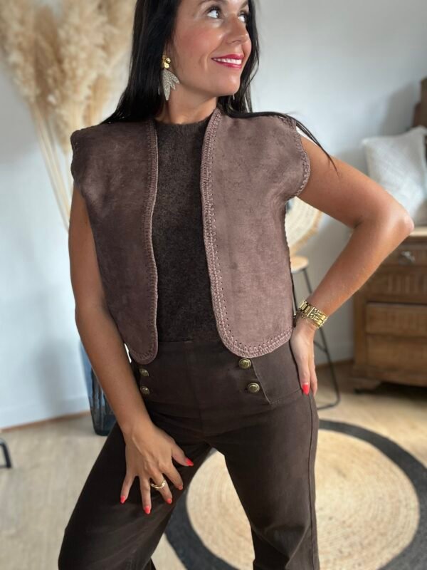 Boléro suédine marron – Modèle Carlotta