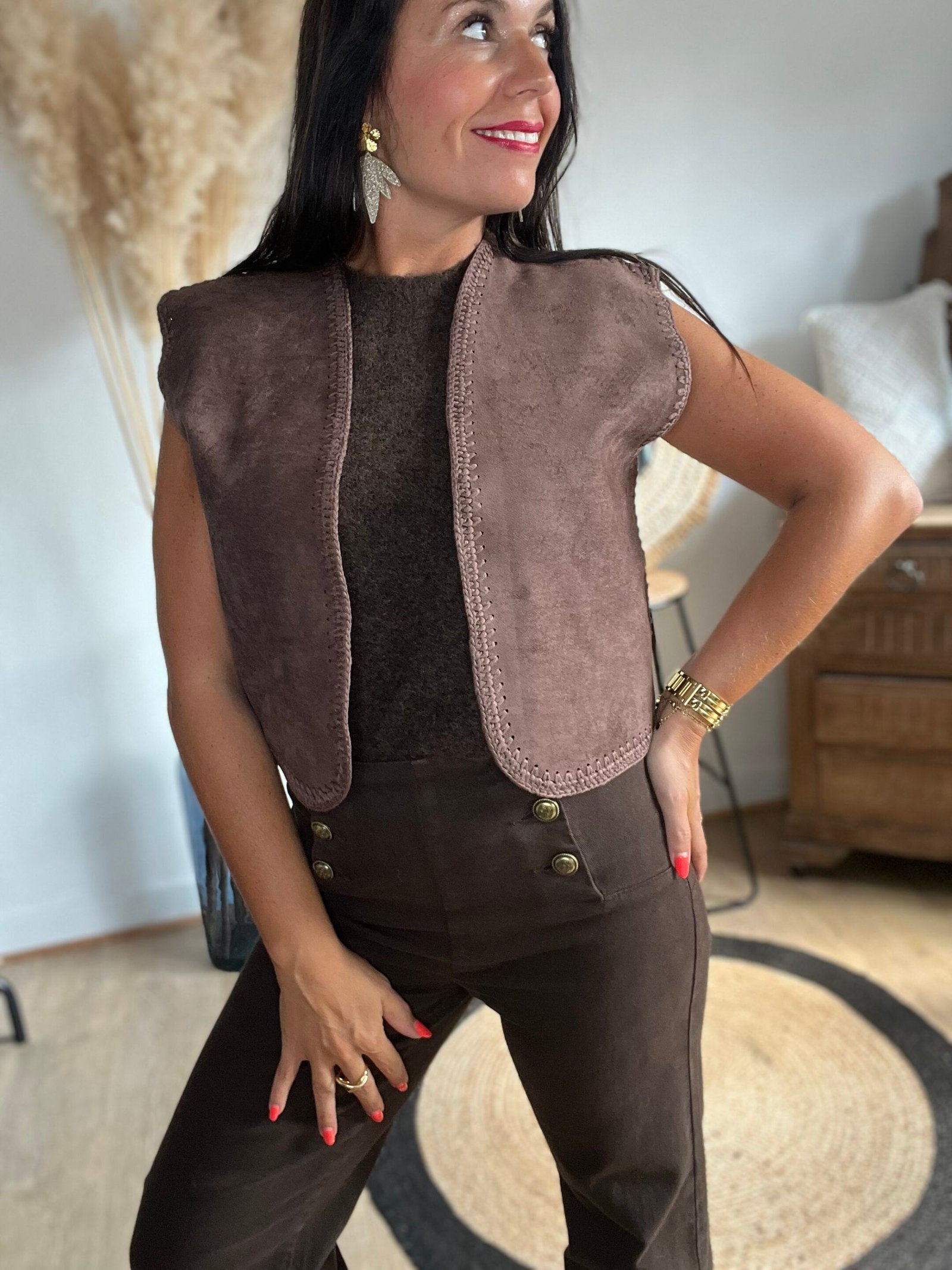 Boléro suédine marron – Modèle Carlotta