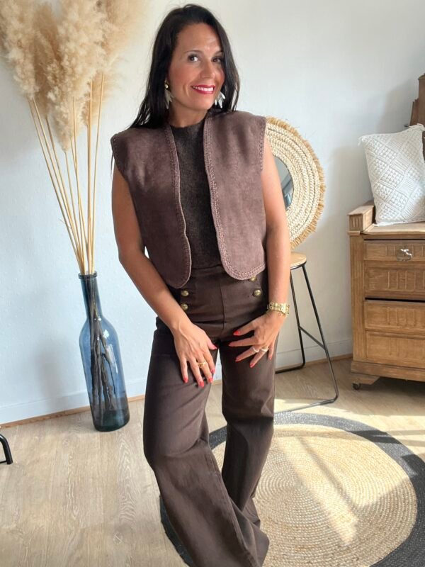 Boléro suédine marron – Modèle Carlotta