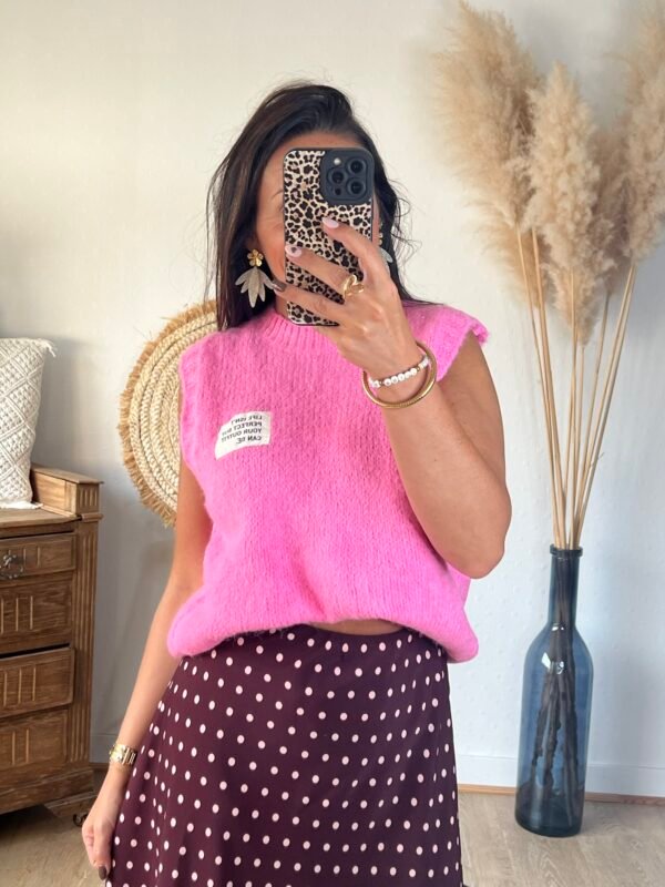 Pull sans manches rose – Modèle Isaie