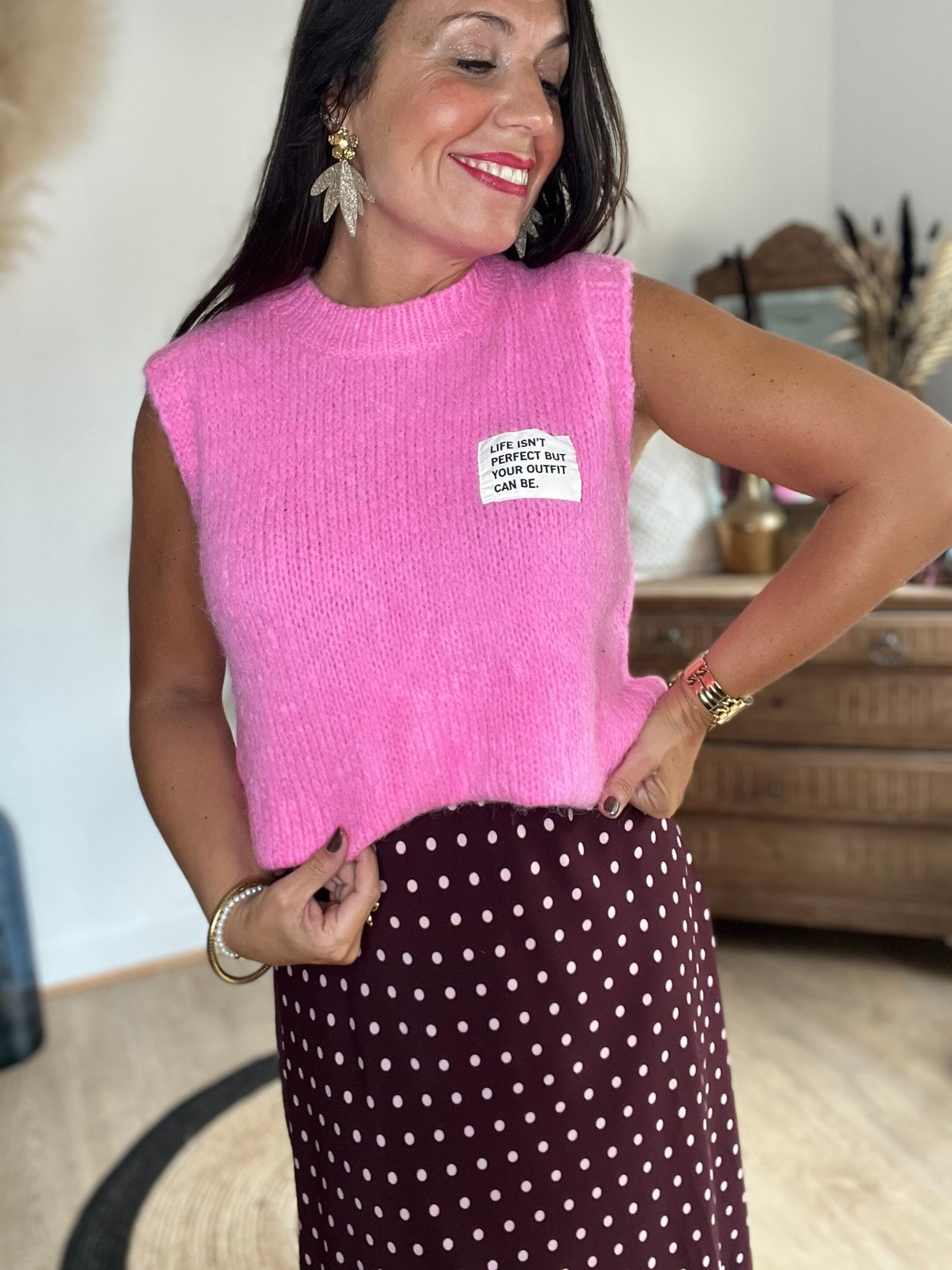 Pull sans manches rose – Modèle Isaie