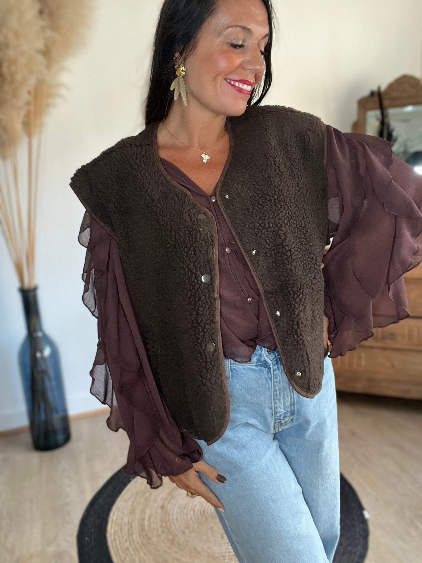Gilet sans manches marron – Modèle Esteban
