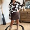 Jupe short chocolat suédine  – Modèle Iris