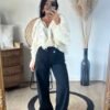 Blouse voilage écru à volants  – Modèle Suzon