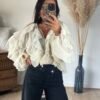 Blouse voilage écru à volants  – Modèle Suzon