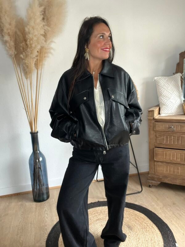 Veste en similicuir noir - Modèle Taylor