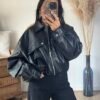 Veste en similicuir noir - Modèle Taylor