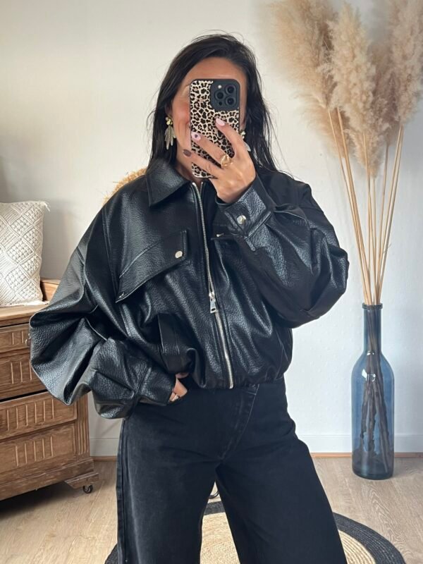 Veste en similicuir noir - Modèle Taylor