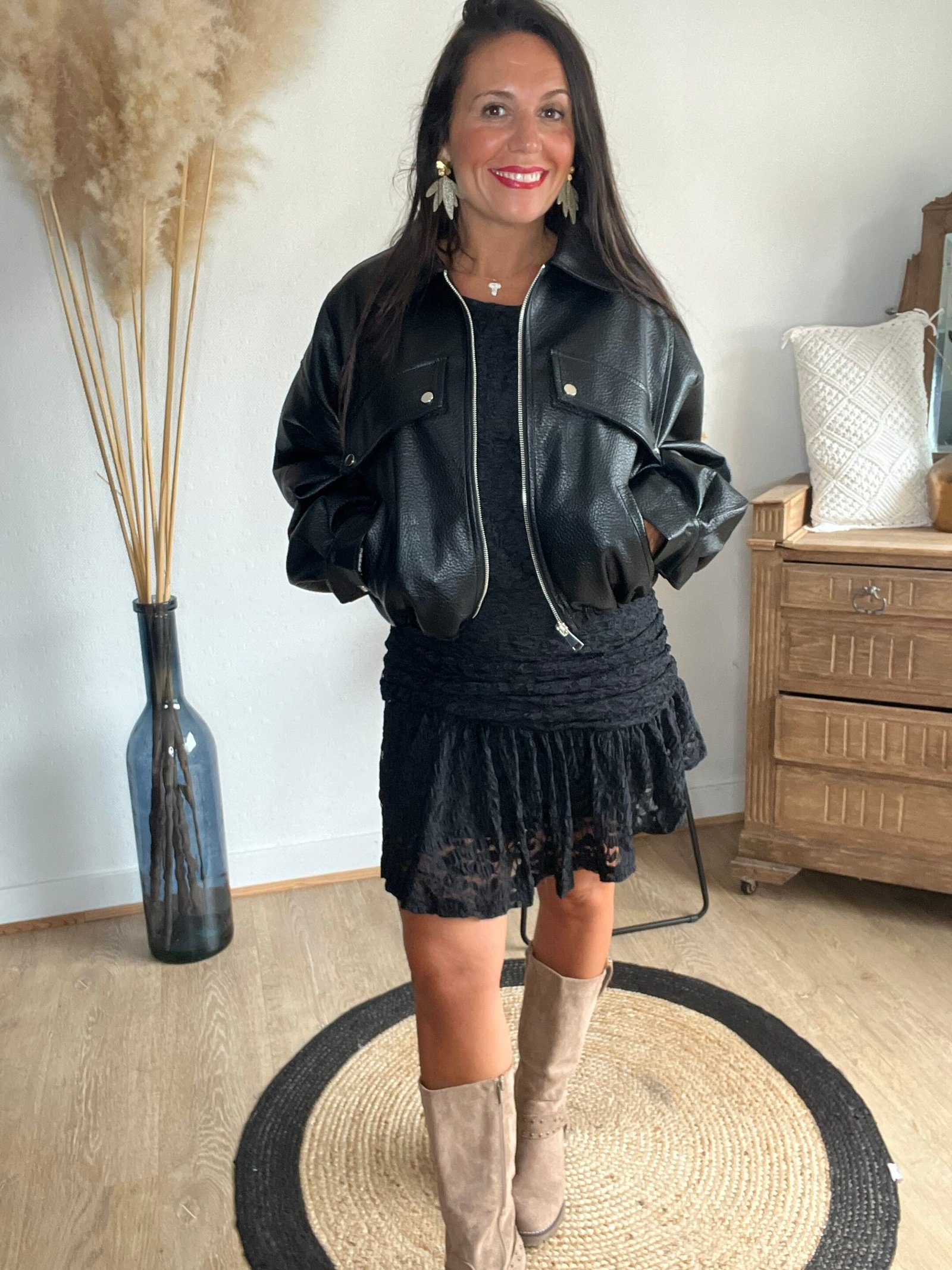 Veste en similicuir noir - Modèle Taylor