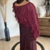 Blouse voilage bordeaux à volants  – Modèle Suzon