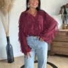Blouse voilage bordeaux à volants  – Modèle Suzon