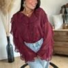 Blouse voilage bordeaux à volants  – Modèle Suzon