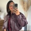 Veste en similicuir bordeaux - Modèle Taylor