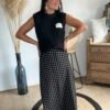 Jupe longue noir à pois  - Modèle Suzie