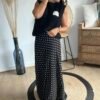 Jupe longue noir à pois  - Modèle Suzie