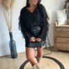Blouse voilage noir à volants  – Modèle Suzon