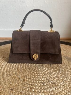 Sac cuir suédine chocolat – Modèle Ava