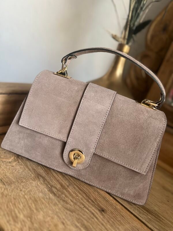 Sac cuir suédine taupe – Modèle Ava