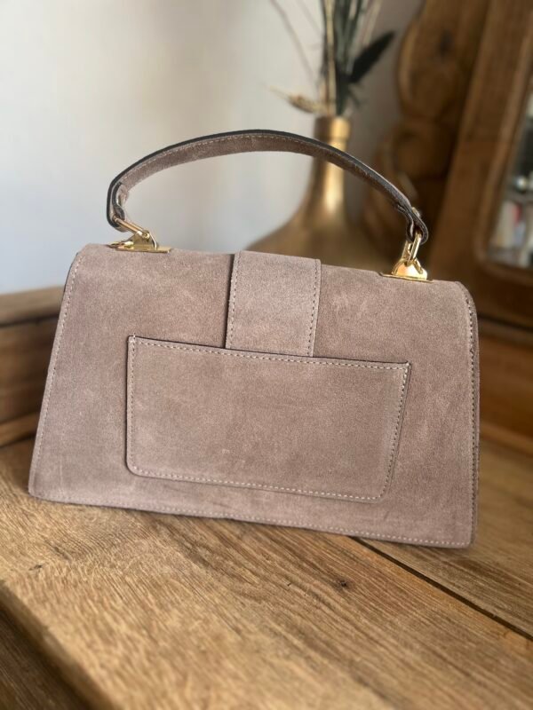 Sac cuir suédine taupe – Modèle Ava