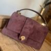 Sac cuir suédine bordeaux/prune – Modèle Ava