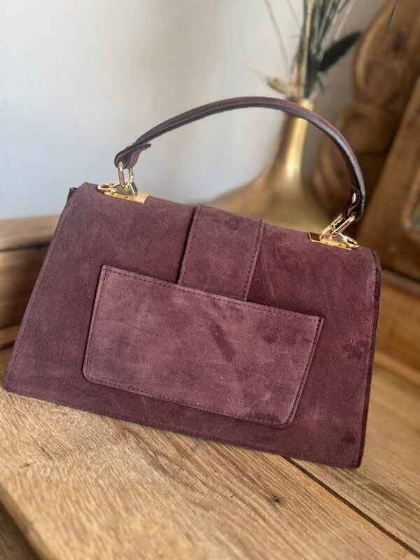 Sac cuir suédine bordeaux/prune – Modèle Ava