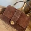 Sac cuir suédine camel   – Modèle Ava