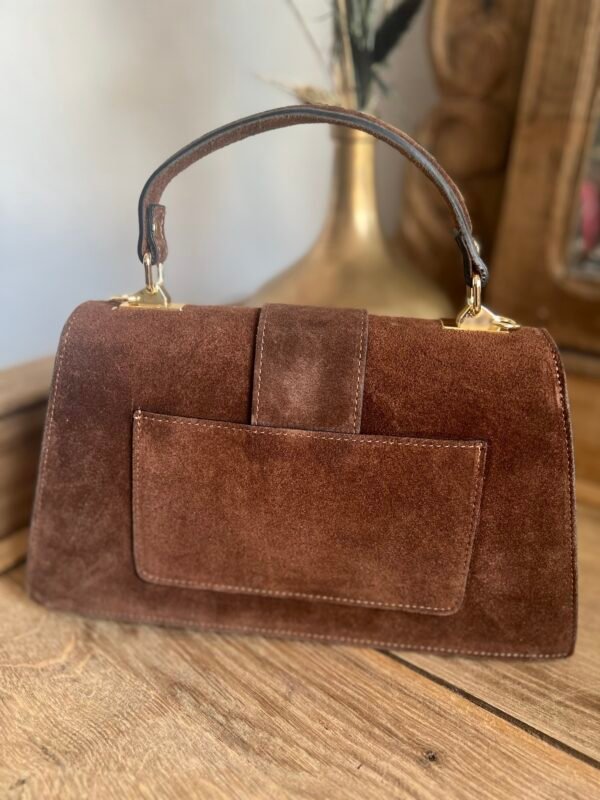 Sac cuir suédine camel   – Modèle Ava