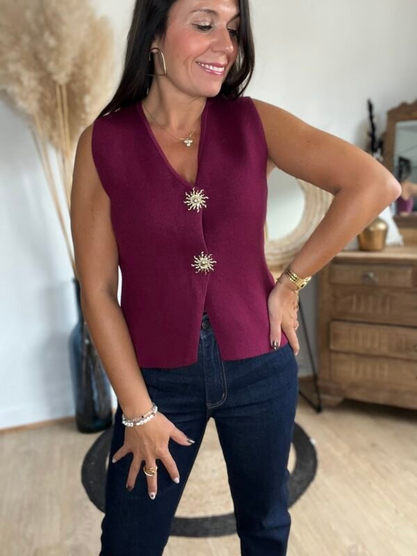 Gilet boléro bordeaux – Modèle Nicole