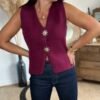 Gilet boléro bordeaux – Modèle Nicole