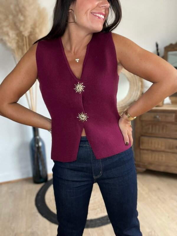 Gilet boléro bordeaux – Modèle Nicole
