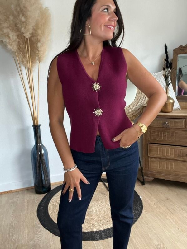 Gilet boléro bordeaux – Modèle Nicole
