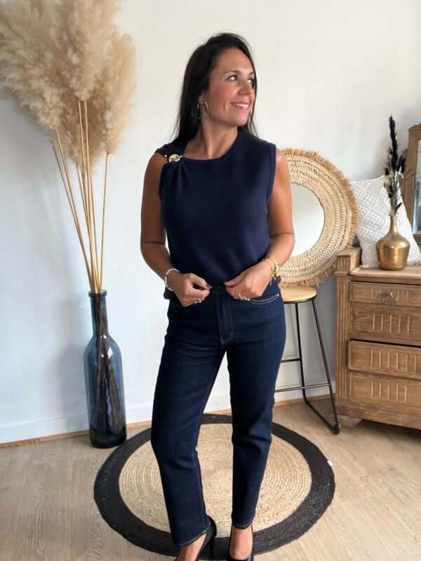 Pull sans manches bleu marine – Modèle Laetitia