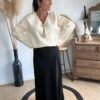 Jupe longue satinée noir - Modèle Jérémia