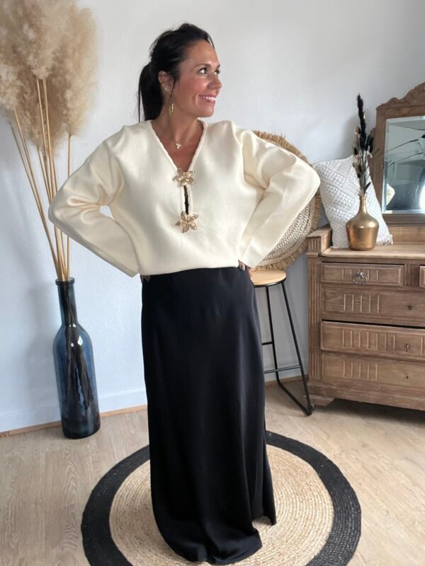 Jupe longue satinée noir - Modèle Jérémia