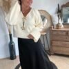 Jupe longue satinée noir - Modèle Jérémia