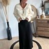 Jupe longue satinée noir - Modèle Jérémia