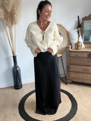 Jupe longue satinée noir - Modèle Jérémia