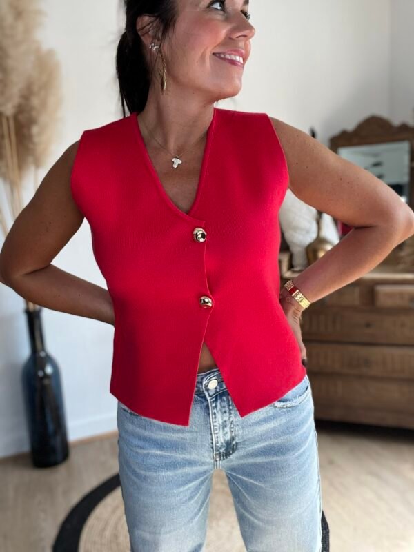 Gilet boléro rouge – Modèle Raphaelle