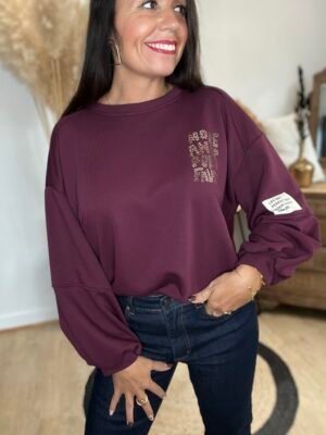 Sweat bordeaux More Amor - Modèle Lauren