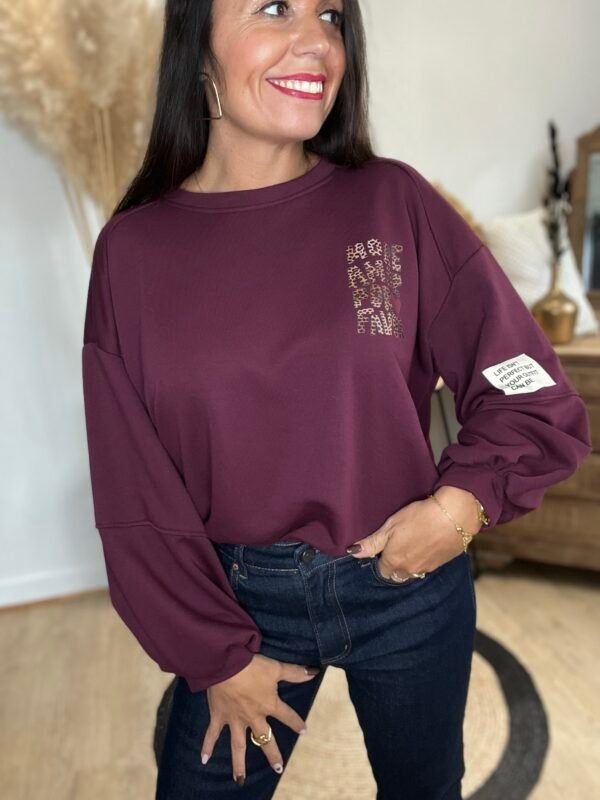 Sweat bordeaux More Amor - Modèle Lauren