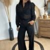 Chemise brodée fleurie transparente – Modèle Anaïs