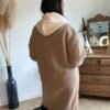 Manteau sherpa taupe à capuche effet laine - Modèle Vic