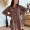 Robe chemise denim chocolat Robe chemise denim chocolat