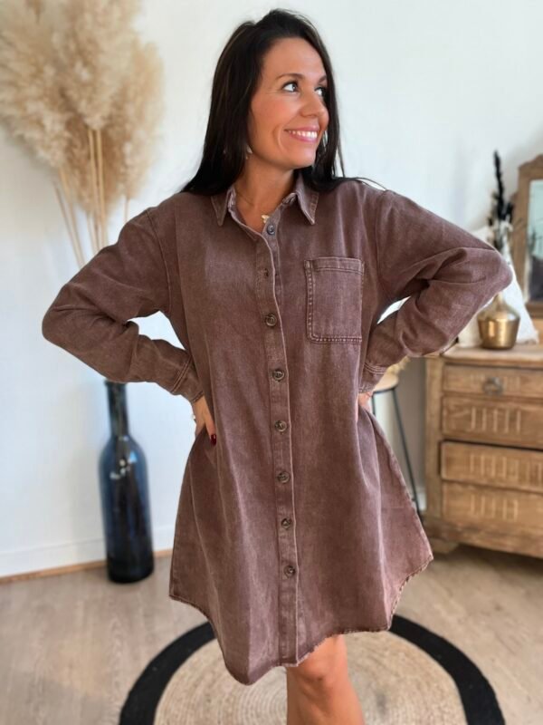 Robe chemise denim chocolat Robe chemise denim chocolat