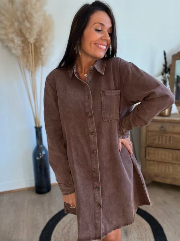 Robe chemise denim chocolat Robe chemise denim chocolat