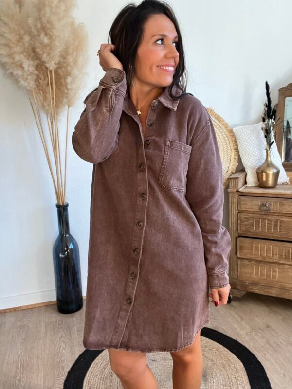 Robe chemise denim chocolat Robe chemise denim chocolat