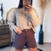 short denim marron