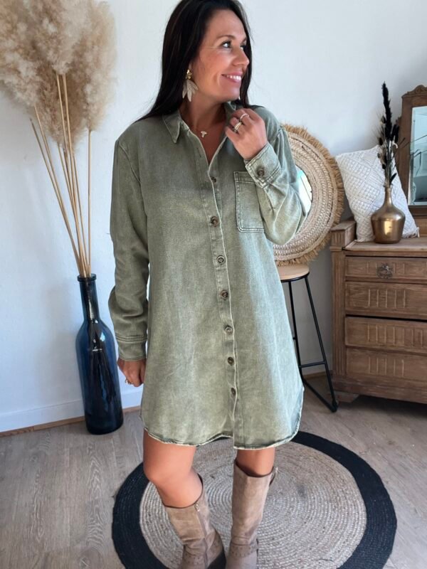 ROBE CHEMISE DENIM KAKI