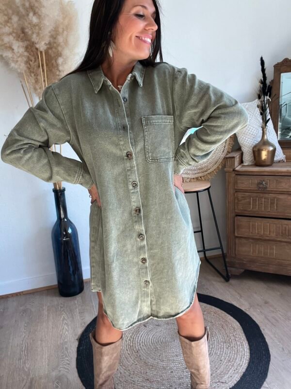 ROBE CHEMISE DENIM KAKI
