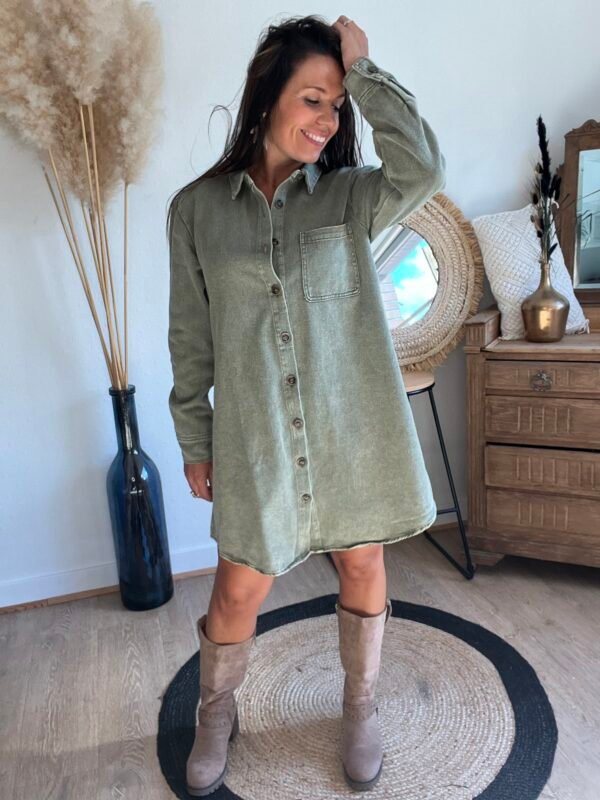 ROBE CHEMISE DENIM KAKI